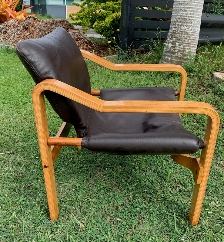 Swedish Mid Century Leather  Lounge Chair  #4436 Byron