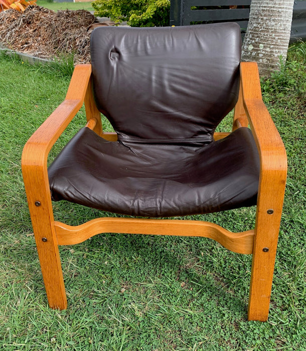 Swedish Mid Century Leather  Lounge Chair  #4437 Byron