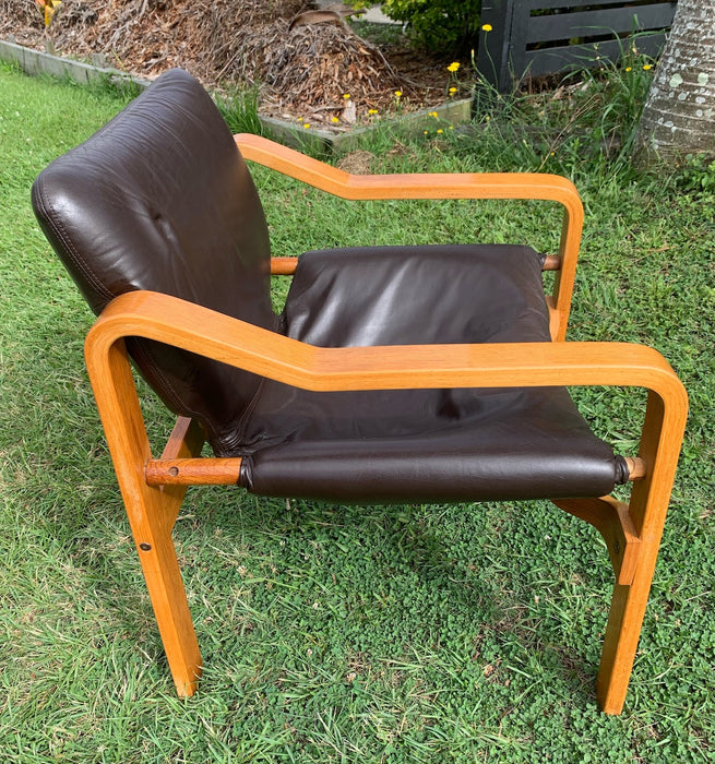 Swedish Mid Century Leather  Lounge Chair  #4437 Byron