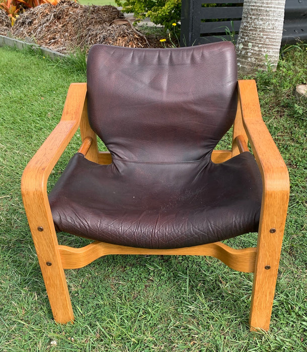 Swedish Mid Century Leather  Lounge Chair  #4438 Byron