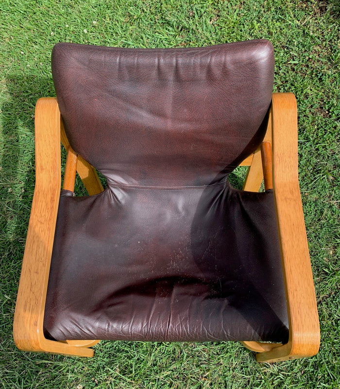 Swedish Mid Century Leather  Lounge Chair  #4438 Byron