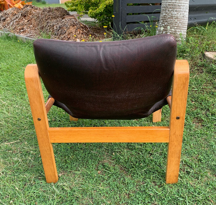 Swedish Mid Century Leather  Lounge Chair  #4438 Byron