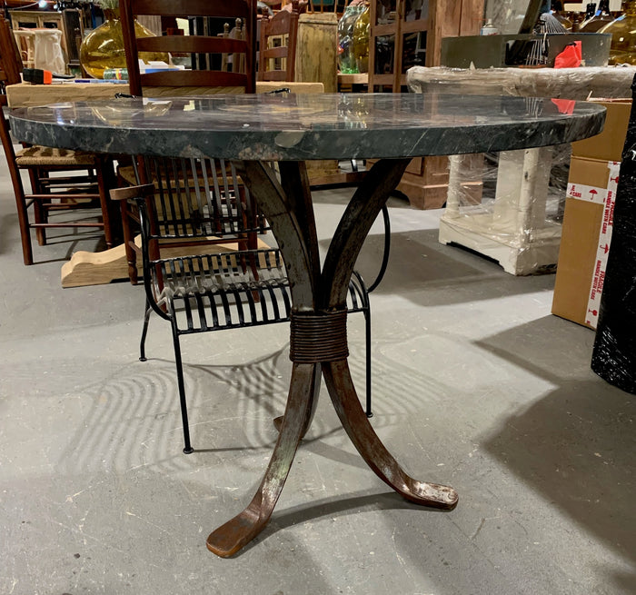 Round Norvigo Marble Top  and Iron Base  Table #4577