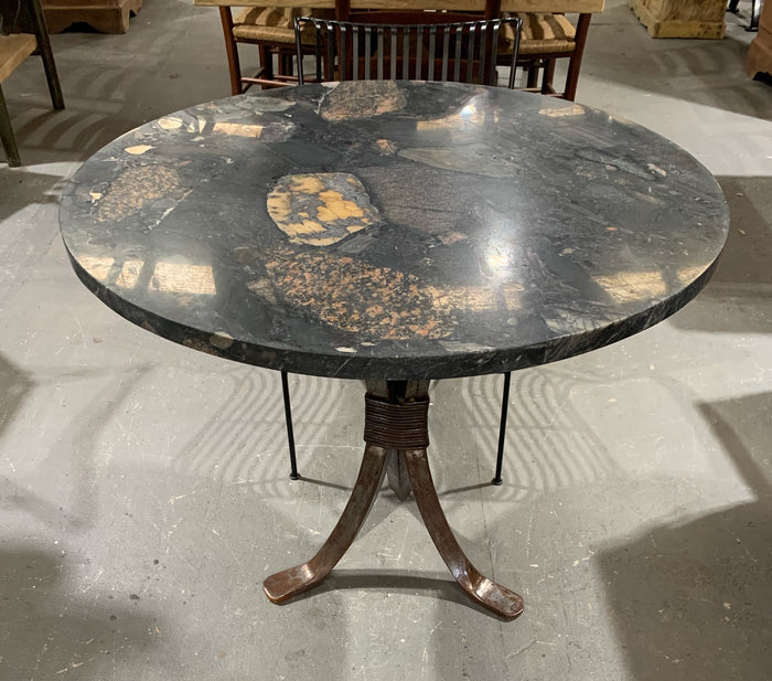 Round Norvigo Marble Top  and Iron Base  Table #4577